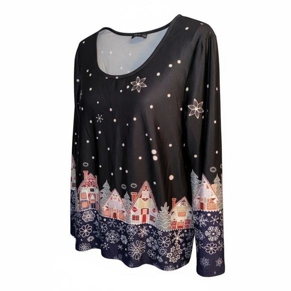 NEW NO TAGS SZ XL LOVEUDEAR Winter Village Long Slv Tunic Top ADORABLE - Picture 2 of 9